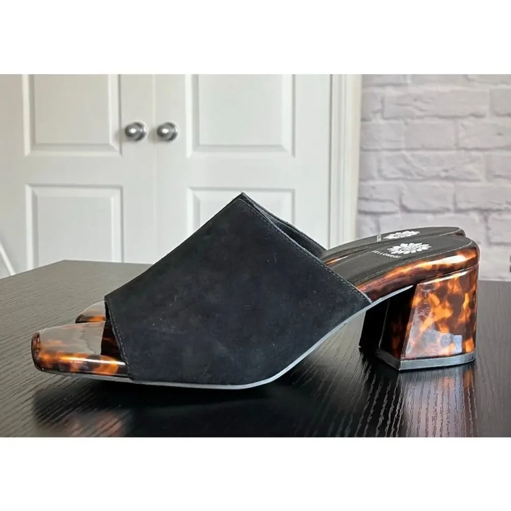 NWOB Yellow Box "Chanelle" square toe black suede chunky Y2K block heels - Picture 3 of 8